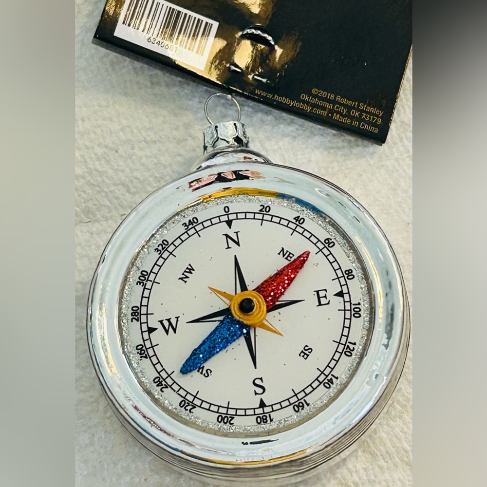 Christmas Ornament Glass Compass Robert Stanley